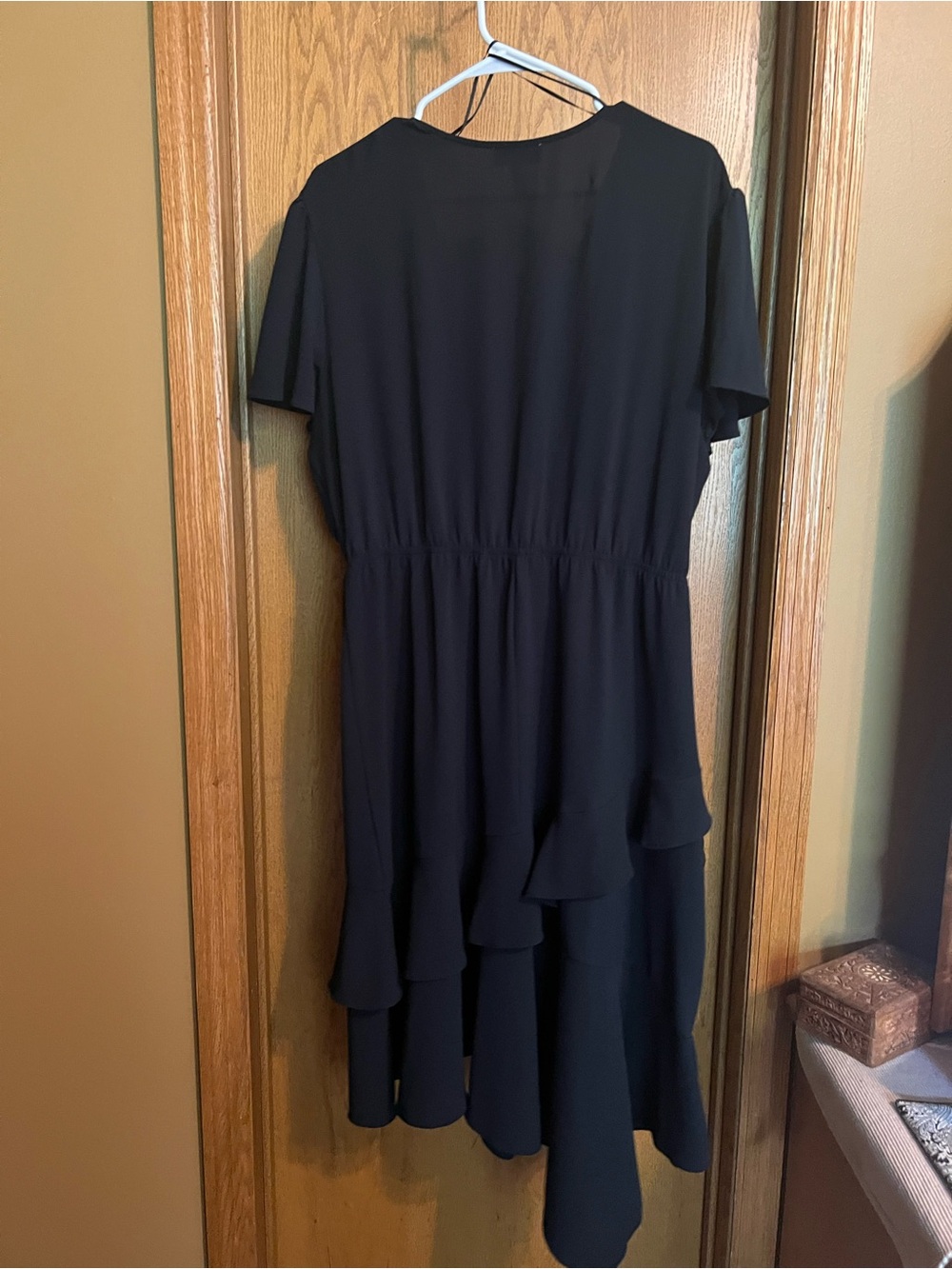 Black V-Neck High-Low Ruffle Dress - Picture 2 of 5